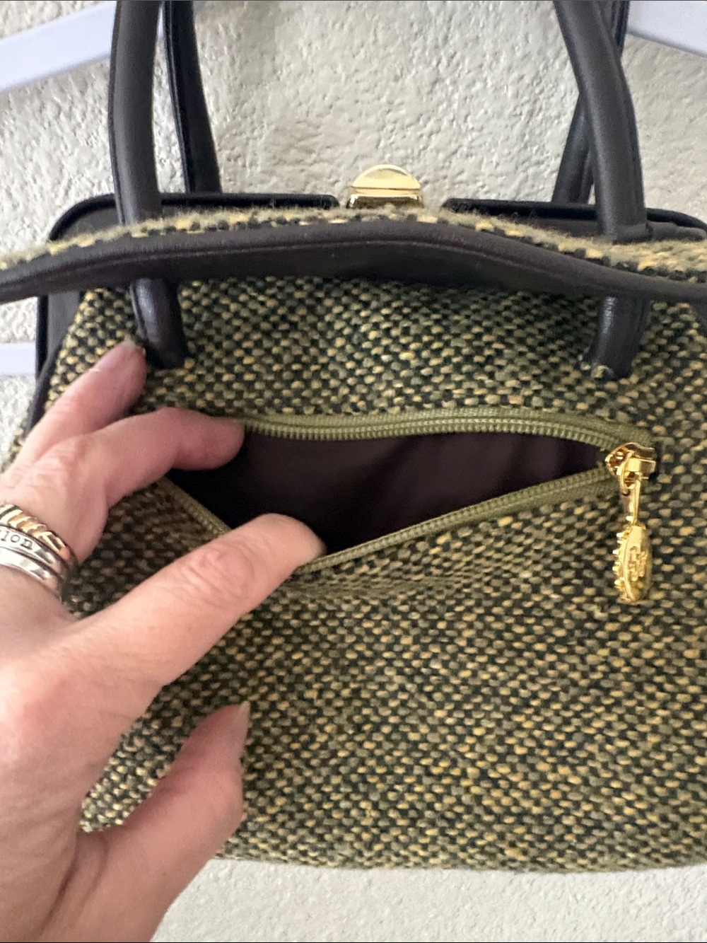 Woven Green-Tone Top-Handle Women's Bag - Picture 4 of 11